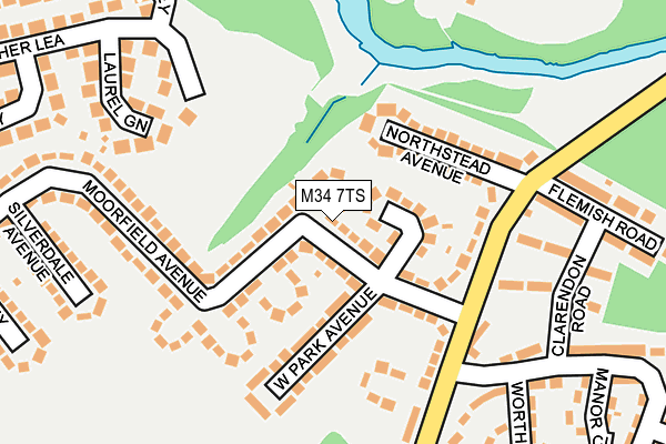 M34 7TS map - OS OpenMap – Local (Ordnance Survey)