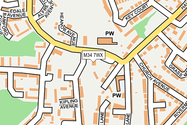 M34 7WX map - OS OpenMap – Local (Ordnance Survey)
