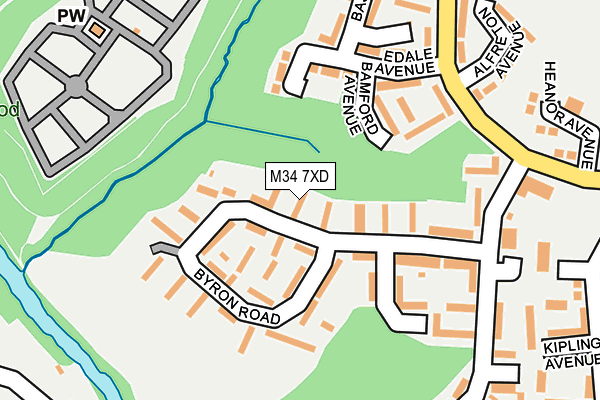 M34 7XD map - OS OpenMap – Local (Ordnance Survey)