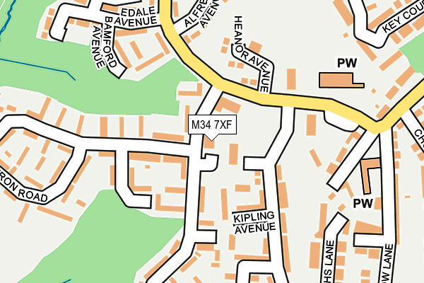 M34 7XF map - OS OpenMap – Local (Ordnance Survey)