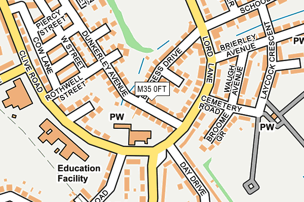 M35 0FT map - OS OpenMap – Local (Ordnance Survey)