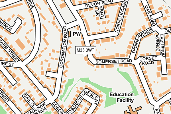 M35 0WT map - OS OpenMap – Local (Ordnance Survey)