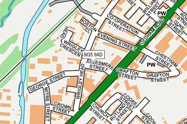 M35 9AD map - OS OpenMap – Local (Ordnance Survey)