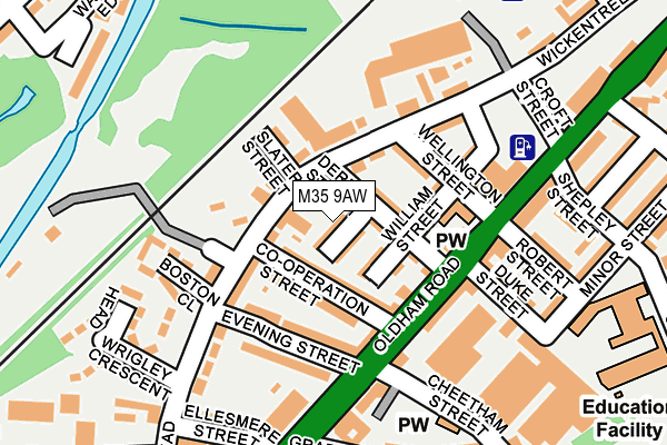 M35 9AW map - OS OpenMap – Local (Ordnance Survey)