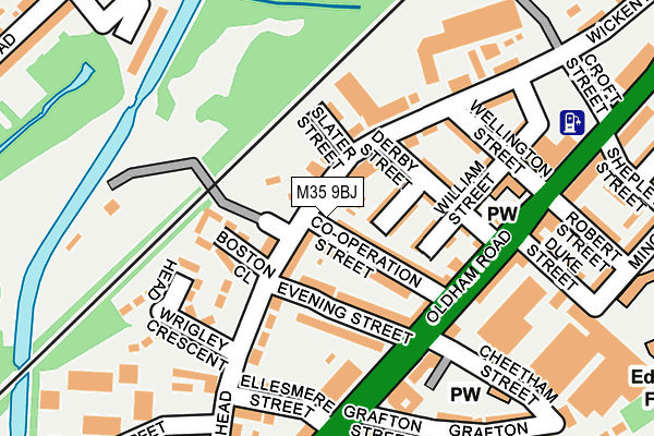 M35 9BJ map - OS OpenMap – Local (Ordnance Survey)