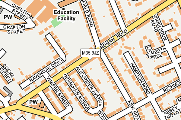 M35 9JZ map - OS OpenMap – Local (Ordnance Survey)
