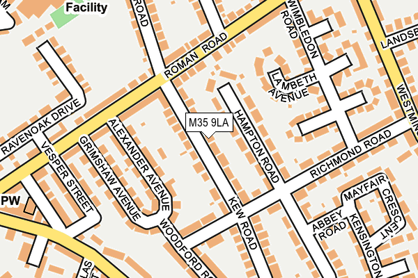 M35 9LA map - OS OpenMap – Local (Ordnance Survey)