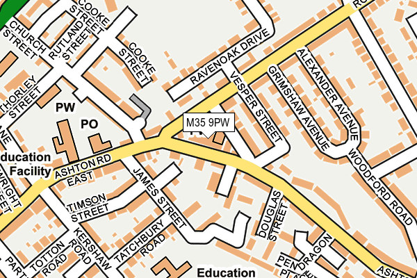 M35 9PW map - OS OpenMap – Local (Ordnance Survey)