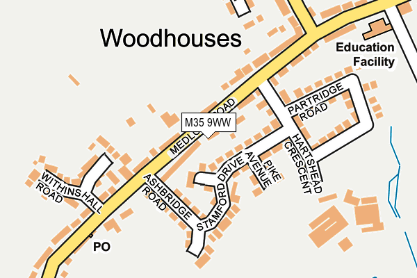 M35 9WW map - OS OpenMap – Local (Ordnance Survey)