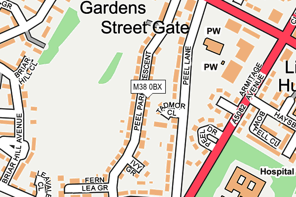 M38 0BX map - OS OpenMap – Local (Ordnance Survey)