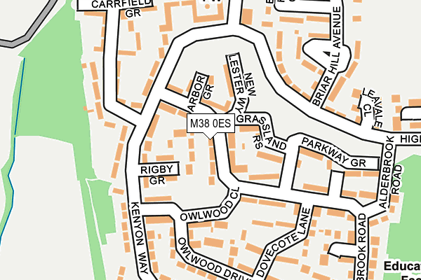 M38 0ES map - OS OpenMap – Local (Ordnance Survey)