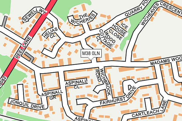 M38 0LN map - OS OpenMap – Local (Ordnance Survey)