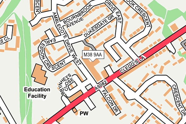 M38 9AA map - OS OpenMap – Local (Ordnance Survey)