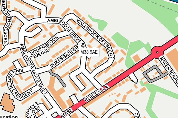 M38 9AE map - OS OpenMap – Local (Ordnance Survey)