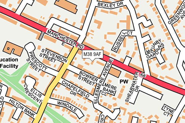 M38 9AF map - OS OpenMap – Local (Ordnance Survey)