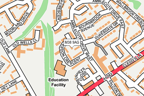 M38 9AG map - OS OpenMap – Local (Ordnance Survey)