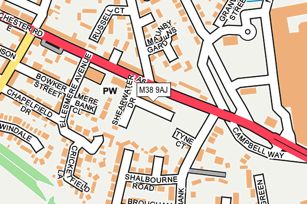 M38 9AJ map - OS OpenMap – Local (Ordnance Survey)