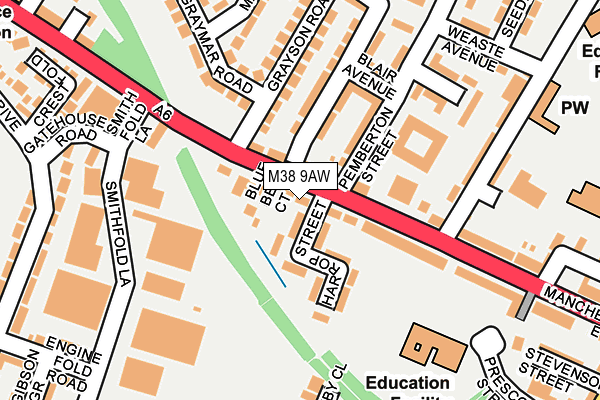 M38 9AW map - OS OpenMap – Local (Ordnance Survey)