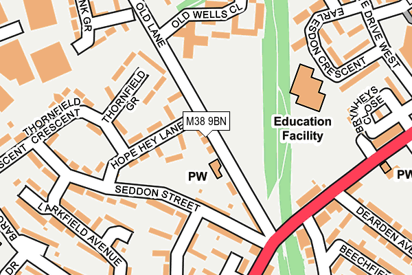 M38 9BN map - OS OpenMap – Local (Ordnance Survey)