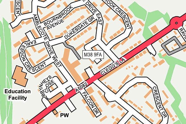 M38 9FA map - OS OpenMap – Local (Ordnance Survey)