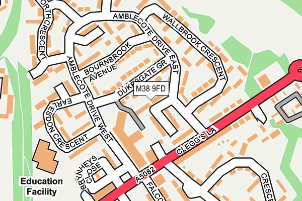 M38 9FD map - OS OpenMap – Local (Ordnance Survey)