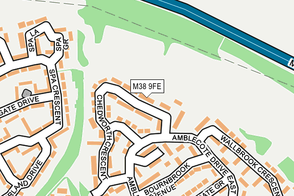 M38 9FE map - OS OpenMap – Local (Ordnance Survey)