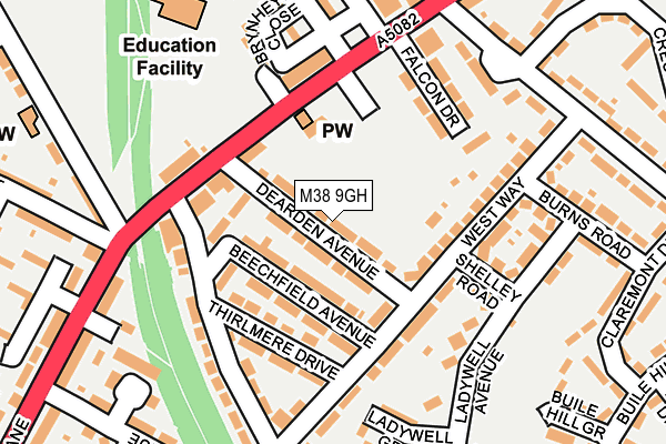 M38 9GH map - OS OpenMap – Local (Ordnance Survey)