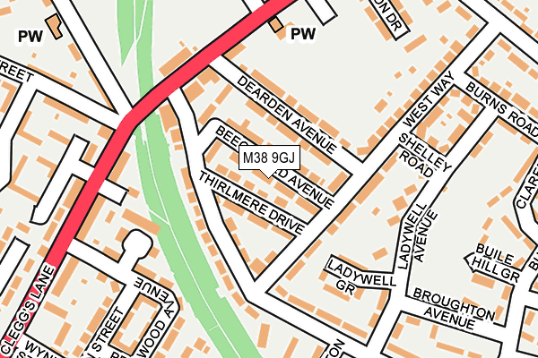 M38 9GJ map - OS OpenMap – Local (Ordnance Survey)