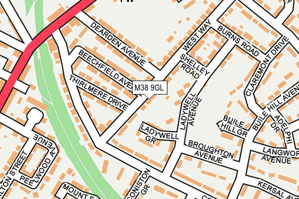 M38 9GL map - OS OpenMap – Local (Ordnance Survey)