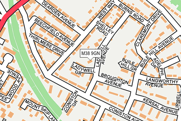 M38 9GN map - OS OpenMap – Local (Ordnance Survey)