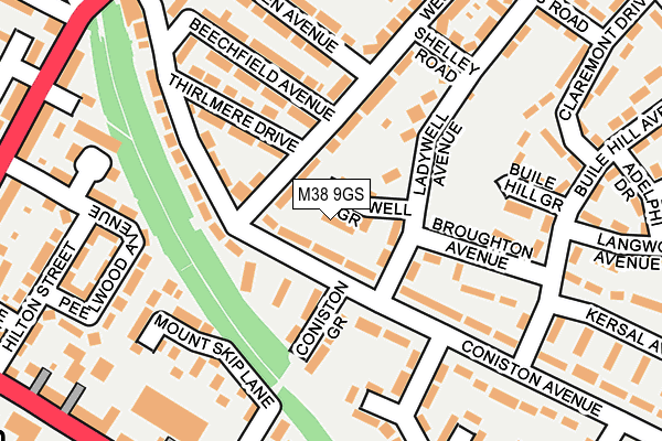 M38 9GS map - OS OpenMap – Local (Ordnance Survey)