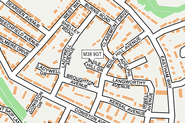 M38 9GT map - OS OpenMap – Local (Ordnance Survey)