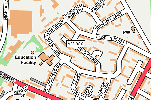 M38 9GX map - OS OpenMap – Local (Ordnance Survey)