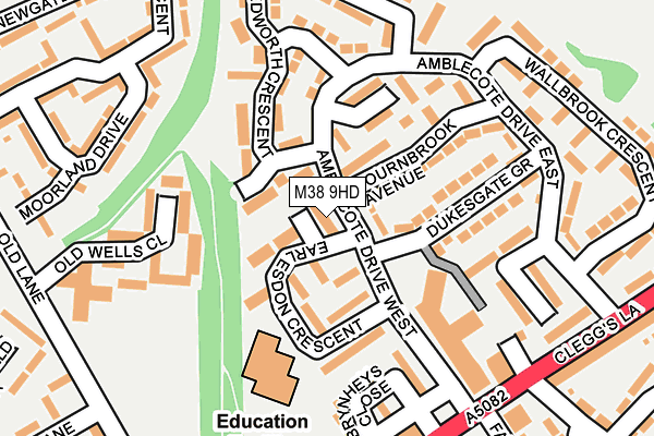 M38 9HD map - OS OpenMap – Local (Ordnance Survey)