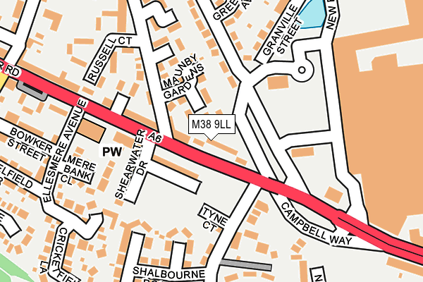 M38 9LL map - OS OpenMap – Local (Ordnance Survey)