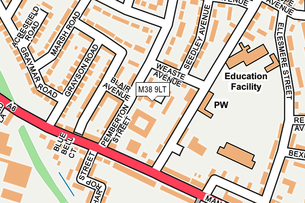 M38 9LT map - OS OpenMap – Local (Ordnance Survey)