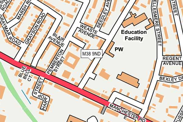 M38 9ND map - OS OpenMap – Local (Ordnance Survey)