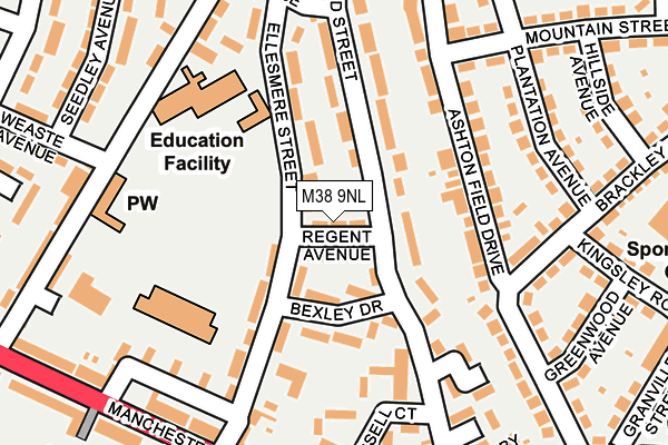 M38 9NL map - OS OpenMap – Local (Ordnance Survey)