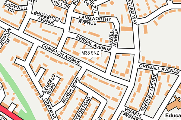 M38 9NZ map - OS OpenMap – Local (Ordnance Survey)