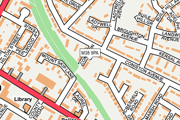 M38 9PA map - OS OpenMap – Local (Ordnance Survey)