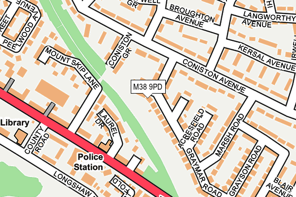 M38 9PD map - OS OpenMap – Local (Ordnance Survey)