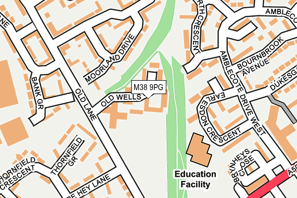 M38 9PG map - OS OpenMap – Local (Ordnance Survey)