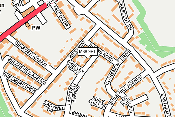 M38 9PT map - OS OpenMap – Local (Ordnance Survey)