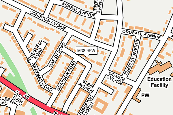 M38 9PW map - OS OpenMap – Local (Ordnance Survey)