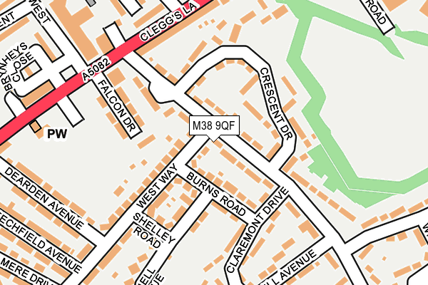 M38 9QF map - OS OpenMap – Local (Ordnance Survey)
