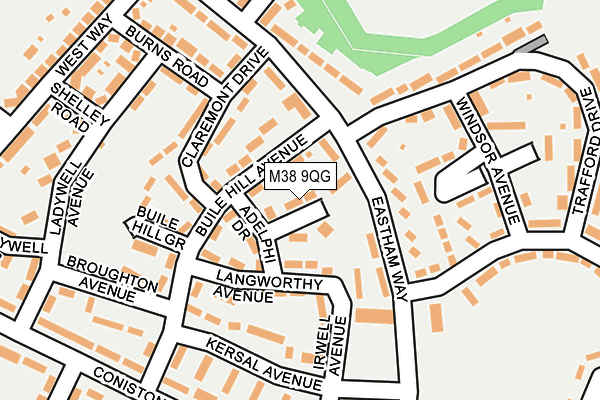 M38 9QG map - OS OpenMap – Local (Ordnance Survey)