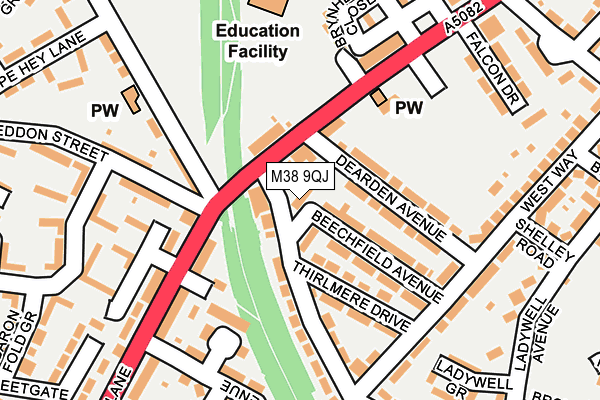 M38 9QJ map - OS OpenMap – Local (Ordnance Survey)