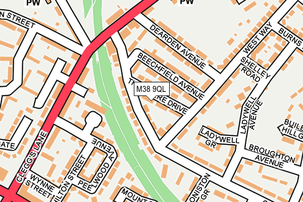 M38 9QL map - OS OpenMap – Local (Ordnance Survey)