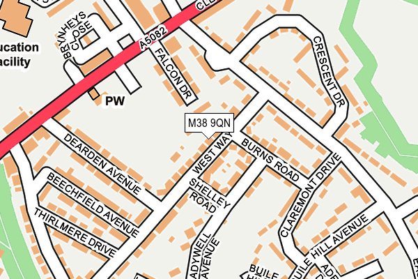 M38 9QN map - OS OpenMap – Local (Ordnance Survey)