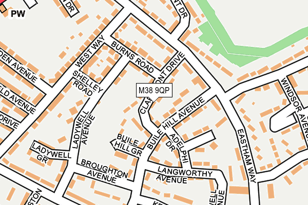 M38 9QP map - OS OpenMap – Local (Ordnance Survey)